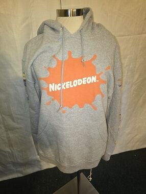 Nickelodeon Gray Pullover Hoodie with Orange Splash Logo